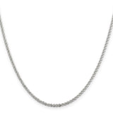 925 White Gold 2.3 mm Rope Chain Necklace, Polished