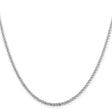 925 White Gold 2.3 mm Rope Chain Necklace, Polished