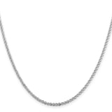 925 White Gold 2.3 mm Rope Chain Necklace, Polished
