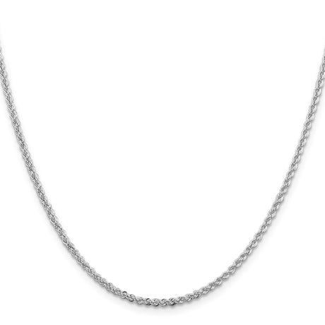 925 White Gold 2.3 mm Rope Chain Necklace, Polished