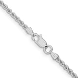 925 White Gold 2.3 mm Rope Chain Necklace, Polished alternate angle