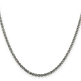 925 White Gold 2.5 mm Rope Chain Necklace, Polished