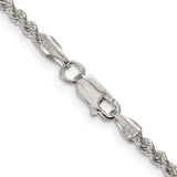925 White Gold 2.5 mm Rope Chain Necklace, Polished alternate angle