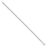 925 White Gold 2.5 mm Rope Chain Anklet, Polished