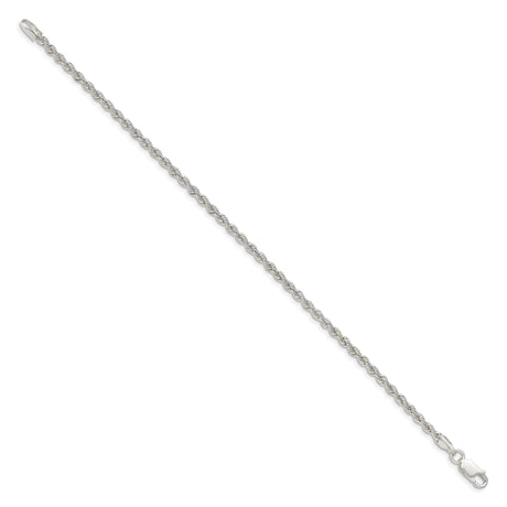 925 White Gold 2.5 mm Rope Chain Bracelet, Polished