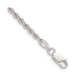 925 White Gold 2.5 mm Rope Chain Bracelet, Polished shown for scale