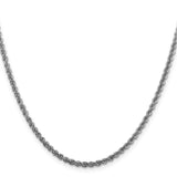 925 White Gold 2.5 mm Rope Chain Necklace, Polished