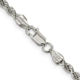 925 White Gold 3 mm Rope Chain Necklace, Polished alternate angle