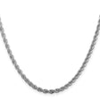 925 White Gold 3 mm Rope Chain Necklace, Polished