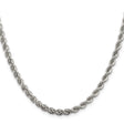 925 White Gold 4.3 mm Rope Chain Necklace, Polished