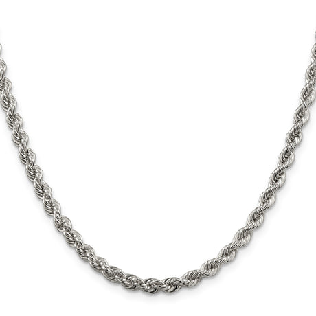 925 White Gold 4.3 mm Rope Chain Necklace, Polished