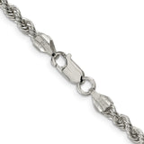 925 White Gold 4.3 mm Rope Chain Necklace, Polished alternate angle