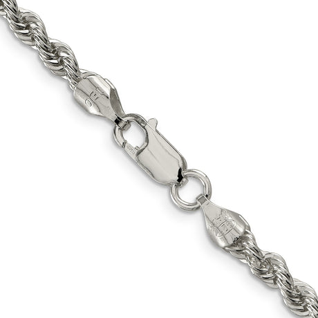 925 White Gold 4.3 mm Rope Chain Necklace, Polished alternate angle