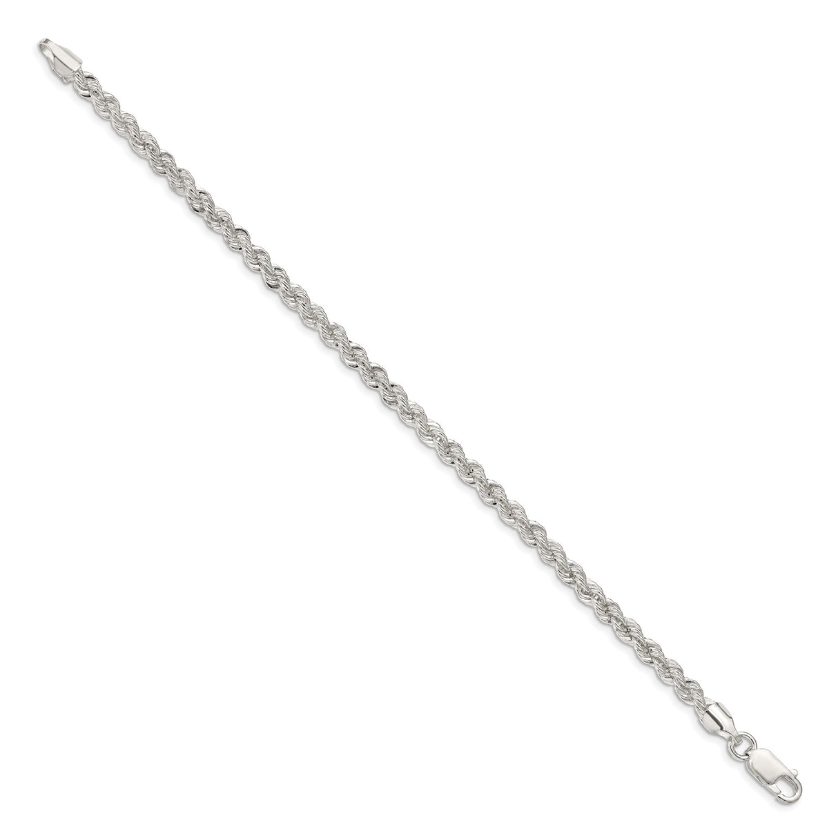 925 White Gold 4.3 mm Rope Chain Bracelet, Polished