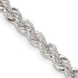 925 White Gold 4.3 mm Rope Chain Necklace, Polished detail view