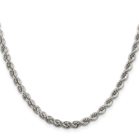 925 White Gold 4.3 mm Rope Chain Necklace, Polished