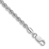 925 White Gold 4.3 mm Rope Chain Bracelet, Polished shown for scale