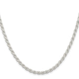 925 White Gold 4.5 mm Rope Chain Necklace, Polished