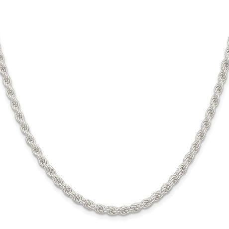 925 White Gold 4.5 mm Rope Chain Necklace, Polished