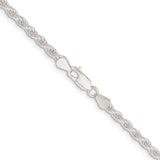 925 White Gold 4.5 mm Rope Chain Necklace, Polished alternate angle