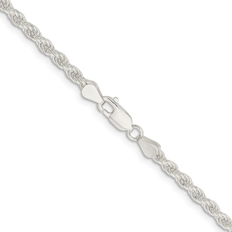 925 White Gold 4.5 mm Rope Chain Necklace, Polished alternate angle