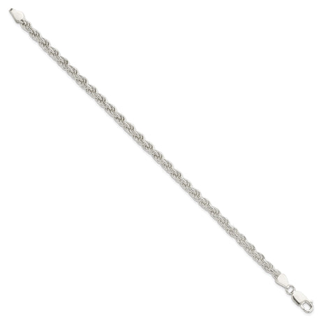925 White Gold 4.5 mm Rope Chain Anklet, Polished