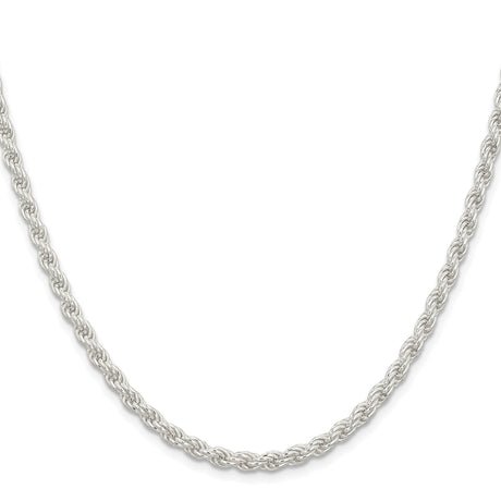 925 White Gold 4.5 mm Rope Chain Necklace, Polished