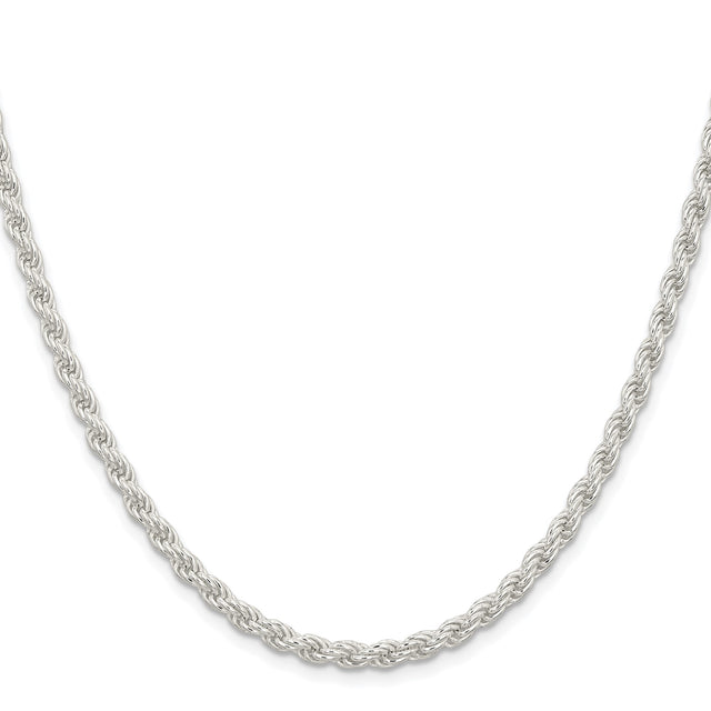 925 White Gold 4.5 mm Rope Chain Necklace, Polished