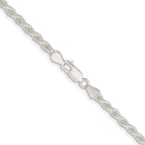 925 White Gold 4.5 mm Rope Chain Necklace, Polished alternate angle