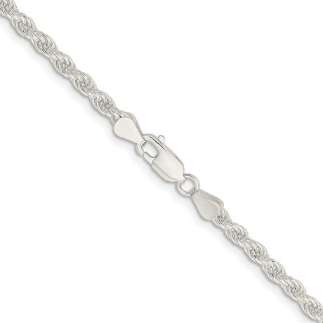 925 White Gold 4.5 mm Rope Chain Necklace, Polished alternate angle
