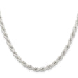 925 White Gold 5 mm Rope Chain Necklace, Polished