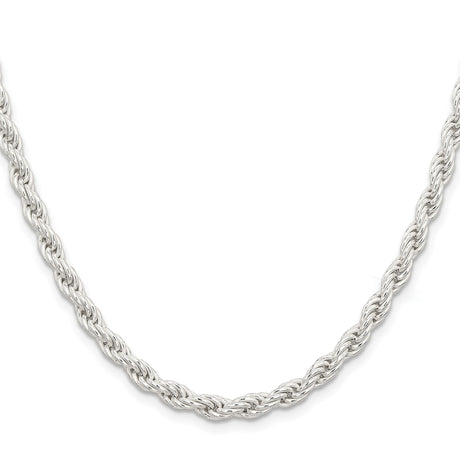 925 White Gold 5 mm Rope Chain Necklace, Polished