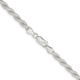 925 White Gold 5 mm Rope Chain Necklace, Polished alternate angle