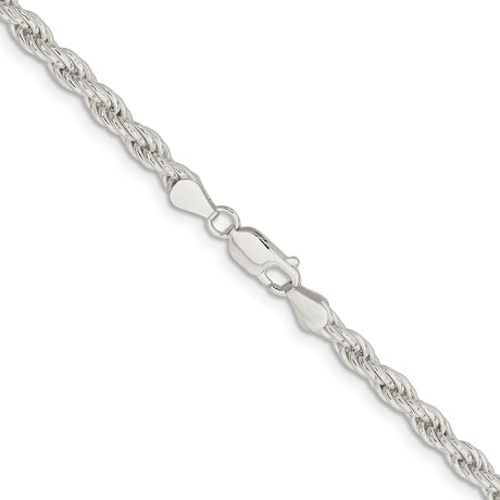 925 White Gold 5 mm Rope Chain Necklace, Polished alternate angle