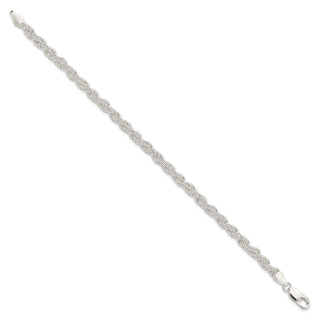 925 White Gold 5 mm Rope Chain Anklet, Polished
