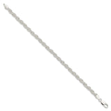 925 White Gold 5 mm Rope Chain Bracelet, Polished