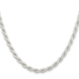 925 White Gold 5 mm Rope Chain Necklace, Polished