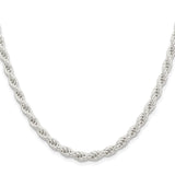 925 White Gold 5 mm Rope Chain Necklace, Polished