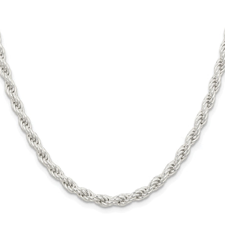 925 White Gold 5 mm Rope Chain Necklace, Polished