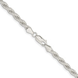 925 White Gold 5 mm Rope Chain Necklace, Polished alternate angle