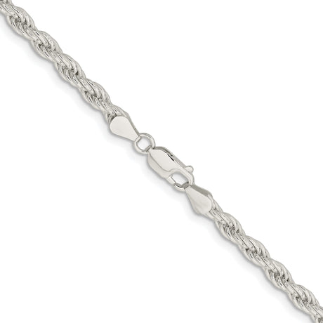 925 White Gold 5 mm Rope Chain Necklace, Polished alternate angle