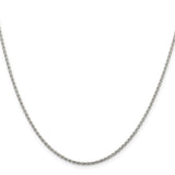 925 White Gold 1.5 mm Polished Chain Necklace, Solid