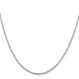 925 White Gold 1.5 mm Polished Chain Necklace, Solid