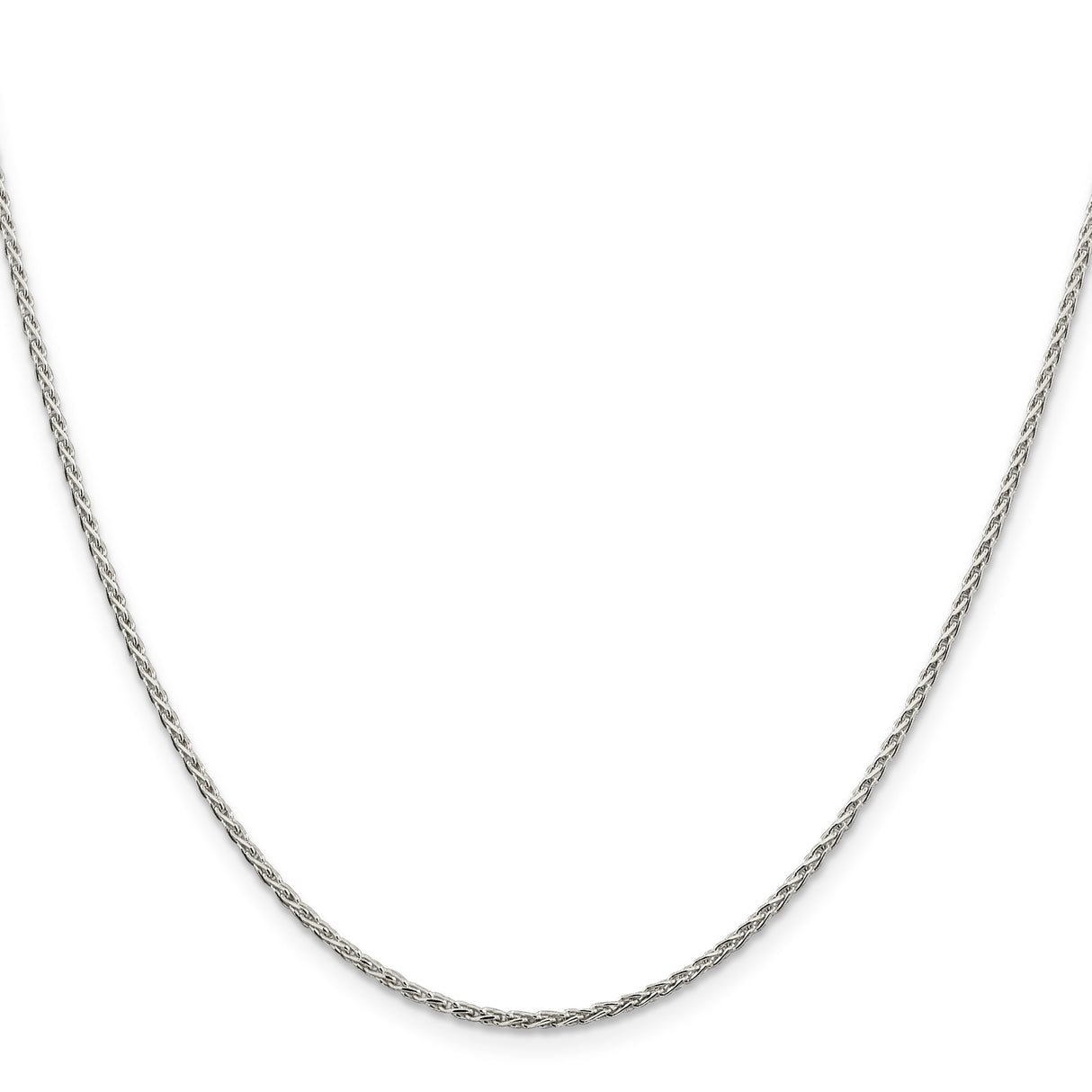 925 White Gold 1.5 mm Polished Chain Necklace, Solid