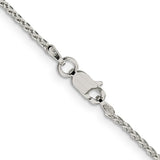 925 White Gold 1.5 mm Polished Chain Necklace, Solid alternate angle