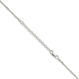 925 White Gold 1.5 mm Polished Chain Necklace, Solid detail view