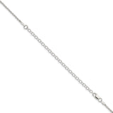 925 White Gold 1.5 mm Polished Chain Necklace, Solid detail view