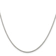 925 White Gold 1.5 mm Polished Chain Necklace, Solid