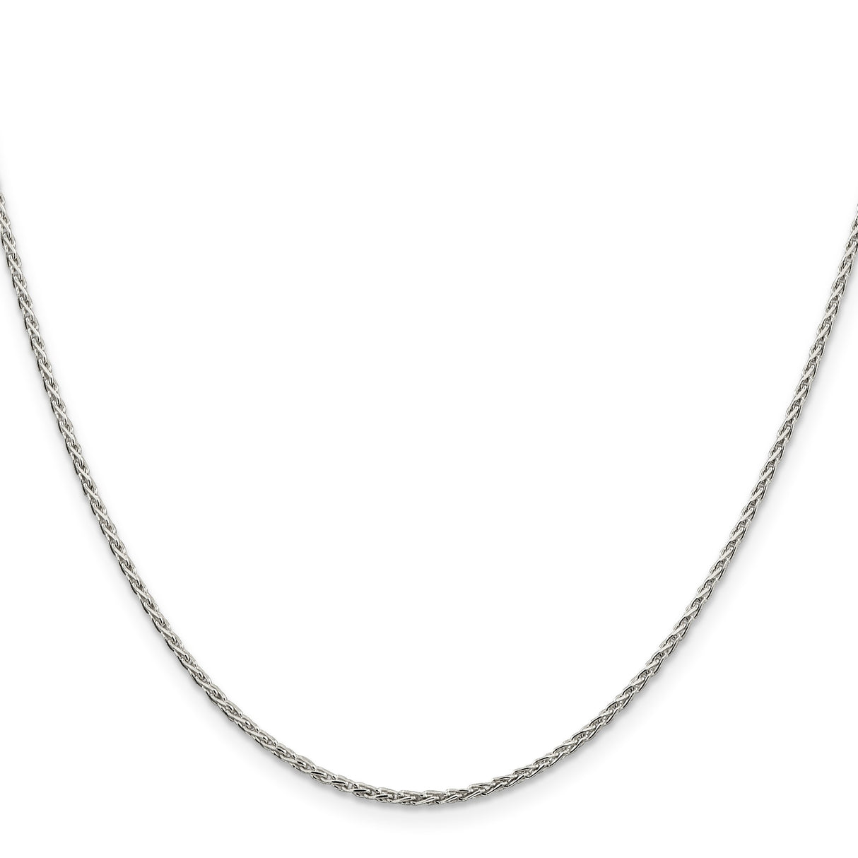 925 White Gold 1.5 mm Polished Chain Necklace, Solid