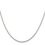 925 White Gold 1.5 mm Polished Chain Necklace, Solid